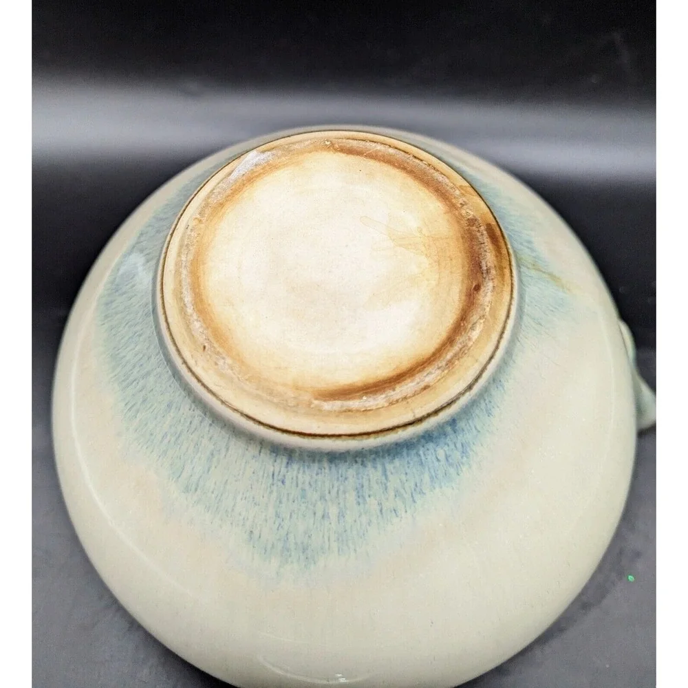Bill Campbell Art Pottery Tea Pot Bamboo Handle 6‎ cup Blues Beige Unsigned